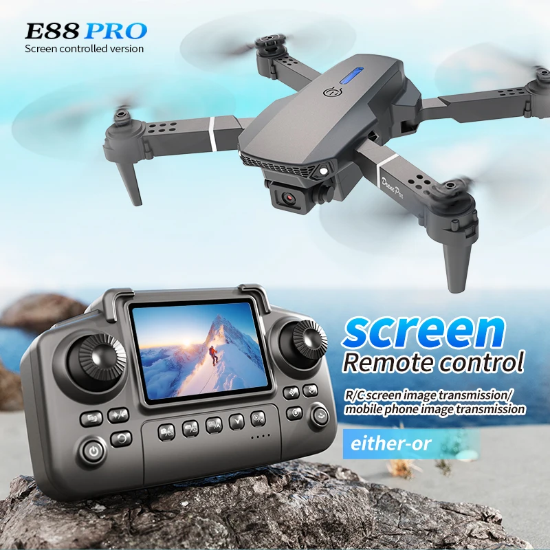 Rc Drone E88 - Professional E88 PRO Drone with screen