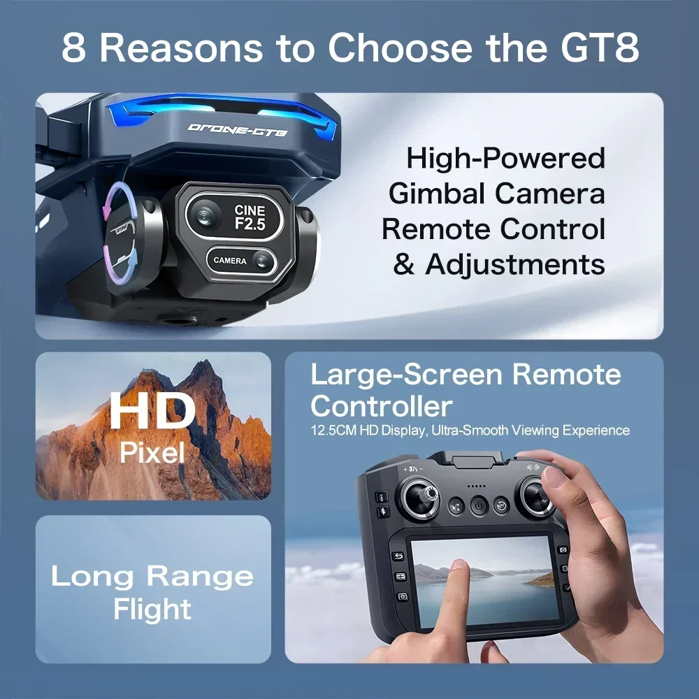 Drone 4K HD GT8 Camera Obstacl - Drone Top Rc review and price